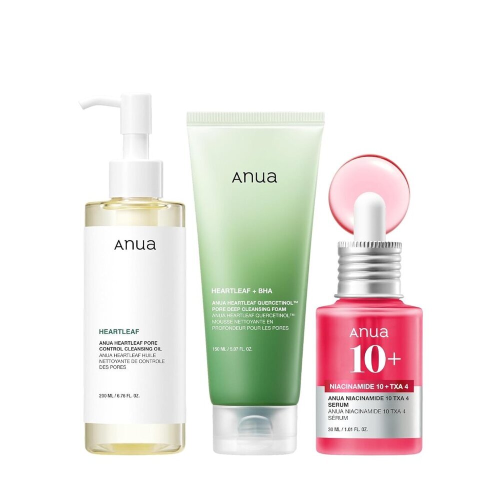 3-Step Glass Skin Beginner Set, Double Cleansing with Facial Serum, Oil Cleanser